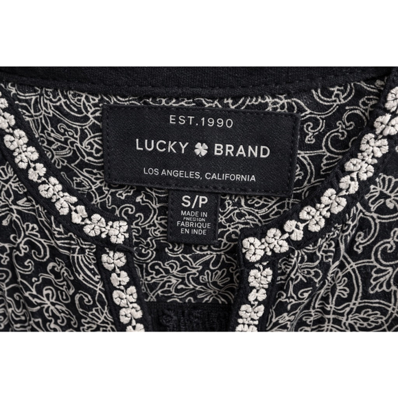Lucky Brand Black & White Boho Embroidered Blouse Size S - Picture 9 of 10